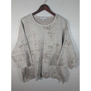 J Jill Pure Jill Sweater Womens Large Beige Organic Cotton 3/4 Sleeve‎ Pullover
